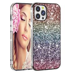 Solomo Capa projetada para iPhone 13 Pro Max, capa protetora gradiente arco-íris brilhante de luxo brilhante com amortecedor de TPU macio diamante brilhante para iPhone 13 Pro Max 6,7 polegadas 2021