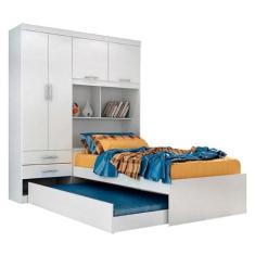 Guarda roupa solteiro com Bicama 4 portas 2 gavetas e Bau Milena ACP M