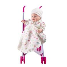 Kit Boneca Rose Ring Fala Sons de Bebê e Carrinho de Passeio - DM Toys