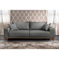 Sofá Fixo Argos 3 Lugares Luxo 180cm Castellar Móbile, Cinza