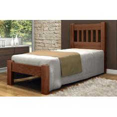 Cama de Solteiro Pérola de Madeira Maciça Angelim Pedra/Tauari - Cor C