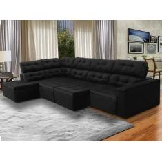 Sofá de Canto Chaise E 373 x 220 Cm Retrátil Reclinável Mola Bonnel D2