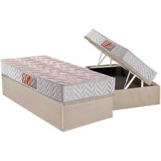 Conjunto Box Baú Solteiro Colchão Espuma Paropas D28 Pasquale Clean + Base Crc Suede Clean (88x188)
