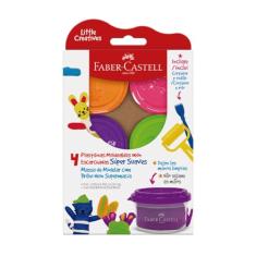 Massinha de Modelar Infantil com Brilho Neon Little Creatives, Faber-Castell, 4 Cores