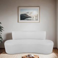 Sofá Curvo Orgânico 200cm 3 Lugares Bouclé Antonela