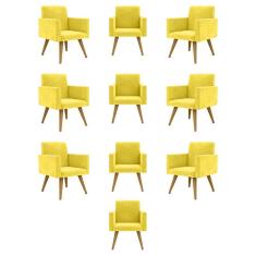 Kit 10 Cadeiras Poltronas Decorativa - Escritório - Recepção Cor: amarelo