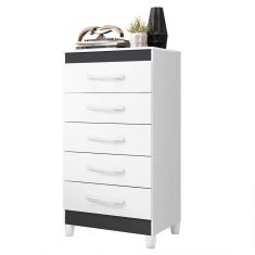 Cômoda Esmeralda 5 Gavetas Branco-titanium - Móveis Albatroz Branco-titanium