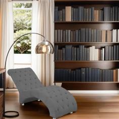 Recamier Divã Espreguiçadeira Para Sala Cliníca Elisa Suede Cinza