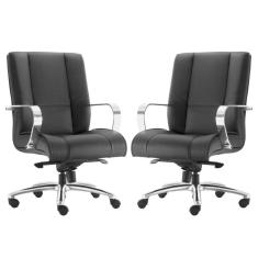Kit 02 Cadeiras Escritório New Onix F02 Preto