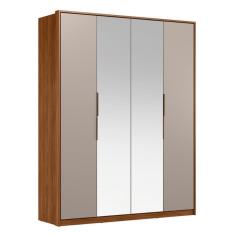 Guarda Roupa Casal 4 Portas Com Espelho E 3 Gavetas Attore Nogueira nude Prime Tx