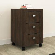 Gaveteiro com Rodízios 3 Gavetas Rústico Me4108- Tecno Mobili, Rústico