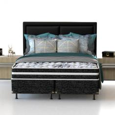 Cama Box Queen Size Probel Guarda Costas Premium Extra Firme Espuma D20, 28 e 33 60x158x198cm - Branco/Preto