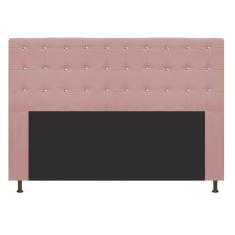 Cabeceira Estofada Dama 195 Cm King Size com Strass Rosê