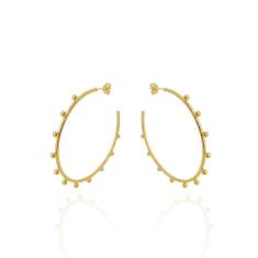 Brinco Argola Pequena Bolinhas Banhado Ouro 18K