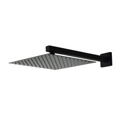 Ducha Chuveiro Black 25x25 Slim Inox Com Braço 36 Cm Fosco
