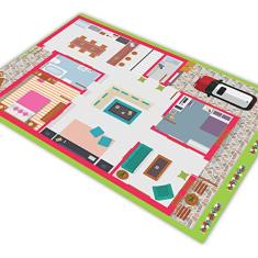 Tapete em Lona Casa Rosa Grande para Brincar 1,8x1,2m