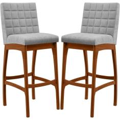 Kit 02 Banquetas Altas Cozinha B04 Bouclê Cinza