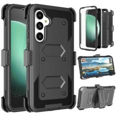 Takfox Capa para Galaxy S23 FE 5G, para Samsung S23 FE 5G 2023, protetor de tela integrado, suporte, clipe de cinto, coldre de corpo inteiro, proteção de camada dupla de grau militar, à prova de