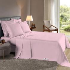 Lençol Super King 4 Pçs Fronhas com Abas Percal 200 Fios 100% Algodão 