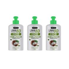 Creme Para Pentear Soft Hair 280Ml Coco 3D - Kit Com 3Un