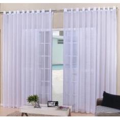 Cortina Voil Branco Sala Ou Quarto 3,00X2,50 Ilhós Cromado - Confecçõe