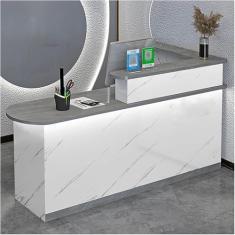Mesa de recepção de recepção, balcão de recepção com luzes, mesa de balcão frontal com armário, balcão de varejo moderno com gavetas, para escritório de checkout, salão de beleza/saguão/spa
