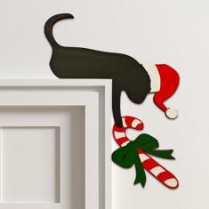 2024 Novo enfeite de porta de Natal de madeira, decoração de sinal de canto com moldura de porta superior de 2024, ornamento engraçado para festas de fim de ano, paredes de janelas, artesanato faça