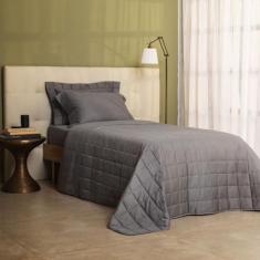 Jogo de Cama Solteiro Cetim 300 Fios Buddemeyer Damask Stripes 100% Algodão Penteado Chumbo 3 peças