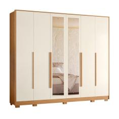 Guarda Roupa Fascínio com Espelho 6 Portas Freijó/Off White  - ABZ