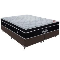 Cama Box Marrom E Colchão Elegant Molas Ensacadas Queen Ortobom
