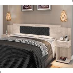 Cabeceira Box Bruna Amarula Com Capitonê Preto