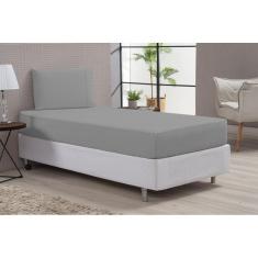 Jogo De Cama Solteiro 80% Algodão Cinza 2 Peças Percal