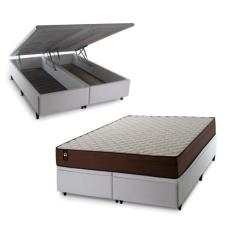 Conjunto Box Baú Atlanta Marrom 193x203x69 Espuma D45 - King House