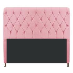 Cabeceira Estofada Cristal 160 cm Queen Size Com Capitonê Suede Rosa B