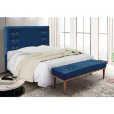 Cabeceira Cama Box Solteiro 90cm e Recamier Gênova Suede S04 - D'Rossi
