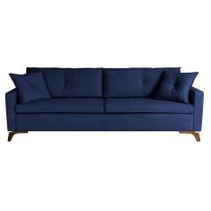 Sofá 3 Lugares Viena Veludo Azul 210 cm - Sofani