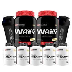 Kit 2x Waxy Whey 900g + 5x Power creatina 100g + 2x Coqueteleira - Bodybuilders-Unissex