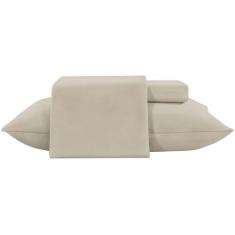 Jogo de Cama Lençol Casal Jolitex Toque De Seda 300 Fios 4 Peças, Bege