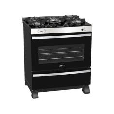 Fogao 5 Bocas Venax Maxi Vitreo Inox Gas Glp, Preto, Bivolt
