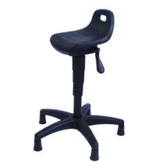 Banqueta Semi Sentado Linha Pu Industrial Preto