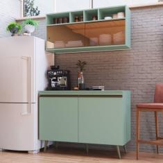 Cozinha Compacta 2 Peças 4 Portas 4 Nichos One Gralar Verde Bellagio
