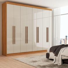 Guarda-Roupa Casal Ele e Ela 8 Portas 8 Prateleiras Cinamomo/Off White - Panorama Móveis