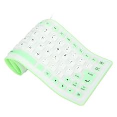 Teclado de Silicone Teclado Oll Up Silencioso Macio Confortável USB Com Fio Design Totalmente Selado Teclado de Borracha Portátil Leve Teclado de Silicone para PC (Verde)