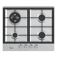 Cooktop A Gas 4 Bocas Inox Mega Chama 59x51cm - Midea, Inox, Gas