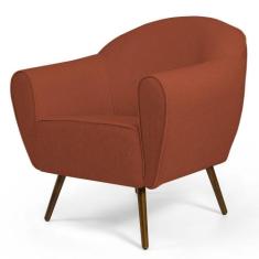 Poltrona Decorativa Sala de Estar Nina Pés Palito Madeira B-262 Veludo