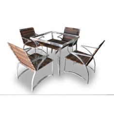 Conjunto de Mesa Fibra Sintética Melon - 4 cadeiras + 1 Mesa - Casa N