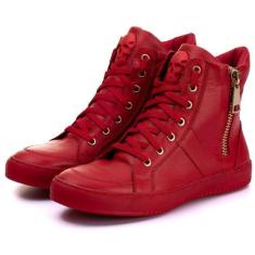 Tenis Sneaker Fitness Feminino Botinha Academia Couro Ziper - Bawmi, V