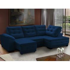 Sofá Canto Chaise Agatha Retrátil Reclinável 250 x 150 Cm Mola Bonnel 