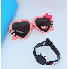 Kit Relógio Infantil Digital Led Redondo Pulseira Silicone Desenho 3D 