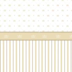 Papel De Parede Coroas E Listra Douras Quarto Bebê Infantil